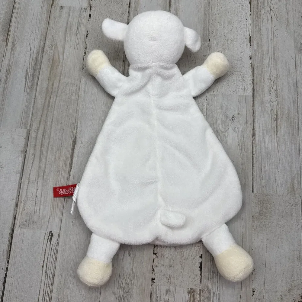 WubbaNub Lamb Secuity Lovey Blankey Rattle Plush White 14 x 8 Satin Ears